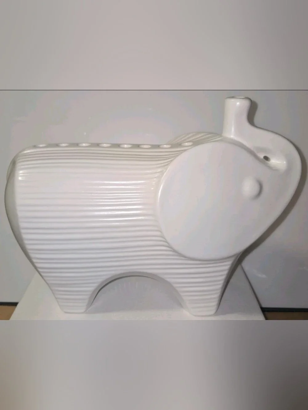 Jonathan Adler Stoneware Elephant Menorah Candle Holder White Glaze Finish